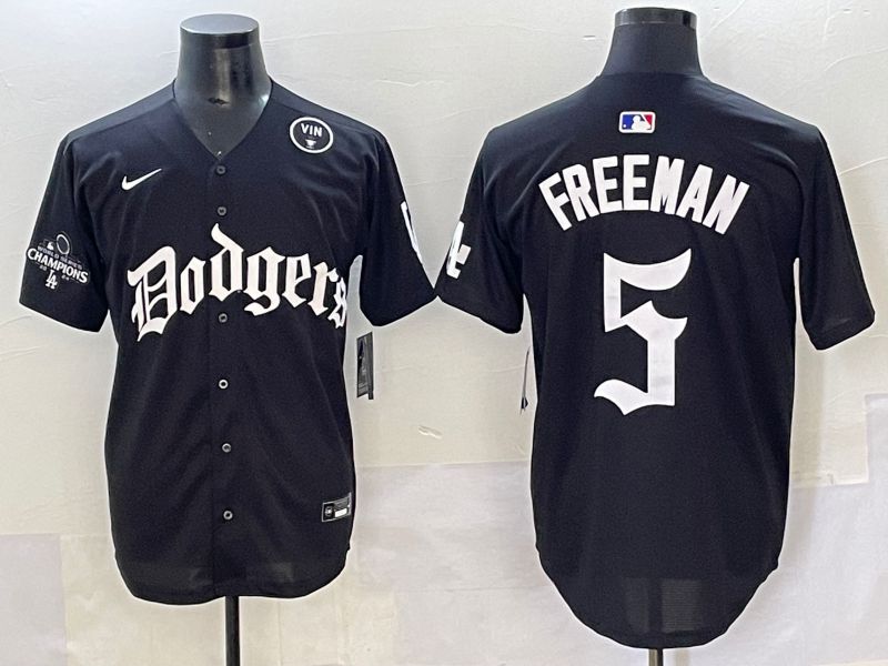 Men 2025 Los Angeles Dodgers #5 Freeman Black Seventh generation Joint Name Nike MLB Jersey style 8->los angeles dodgers->MLB Jersey